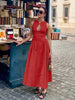 Emilia | Baumwoll- und Leinenmaxikleid mit Falten und Cutouts