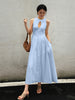 Emilia | Baumwoll- und Leinenmaxikleid mit Falten und Cutouts