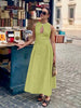 Emilia | Baumwoll- und Leinenmaxikleid mit Falten und Cutouts