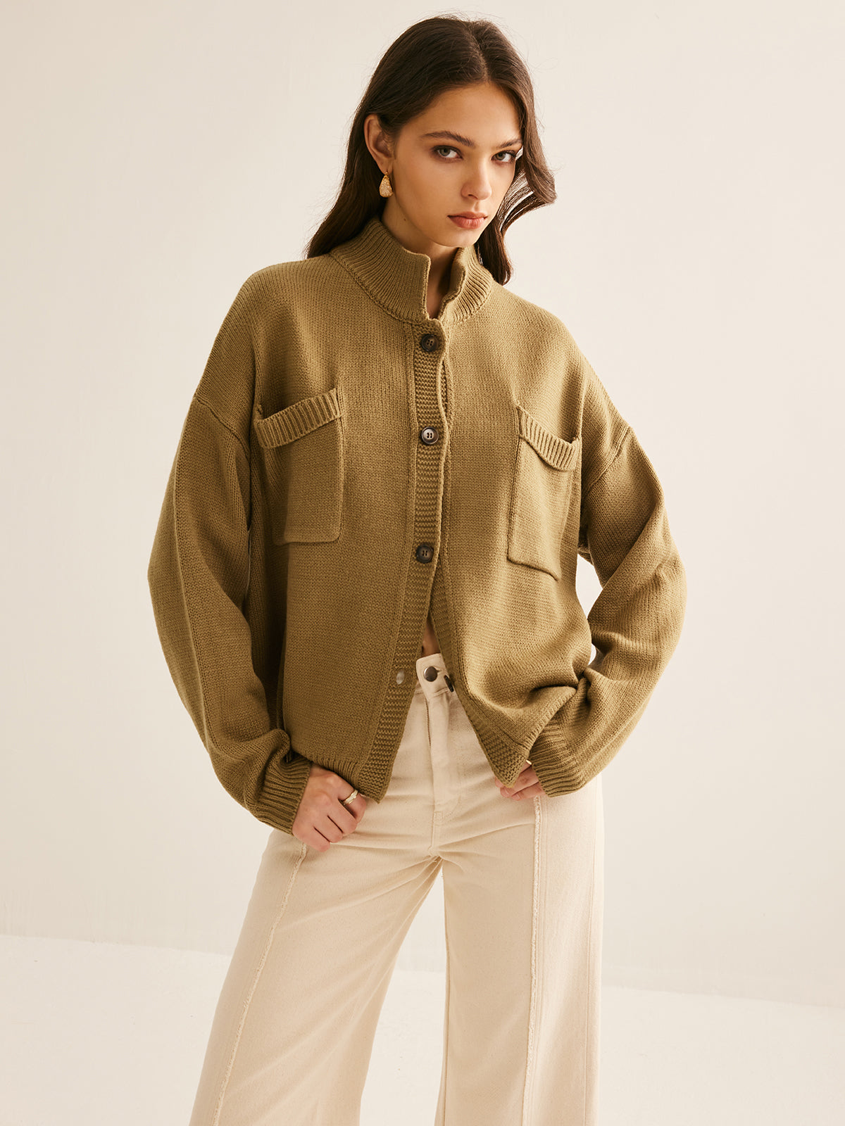 Karl | Eleganter Knopf-Down Cardigan mit Taschen