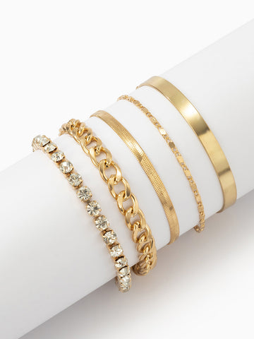 Lara | Funkelndes Strass-Armbandset mit Schlangenkette