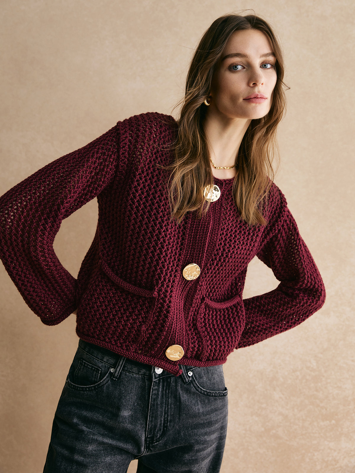 Clara | Retro Knopf-Down Cardigan