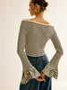 Laura | Gestreiftes Stricktop mit Rüschensleeves