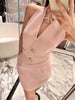 Clara | Ärmeloses V-Ausschnitt Kleid mit goldenen Knöpfen