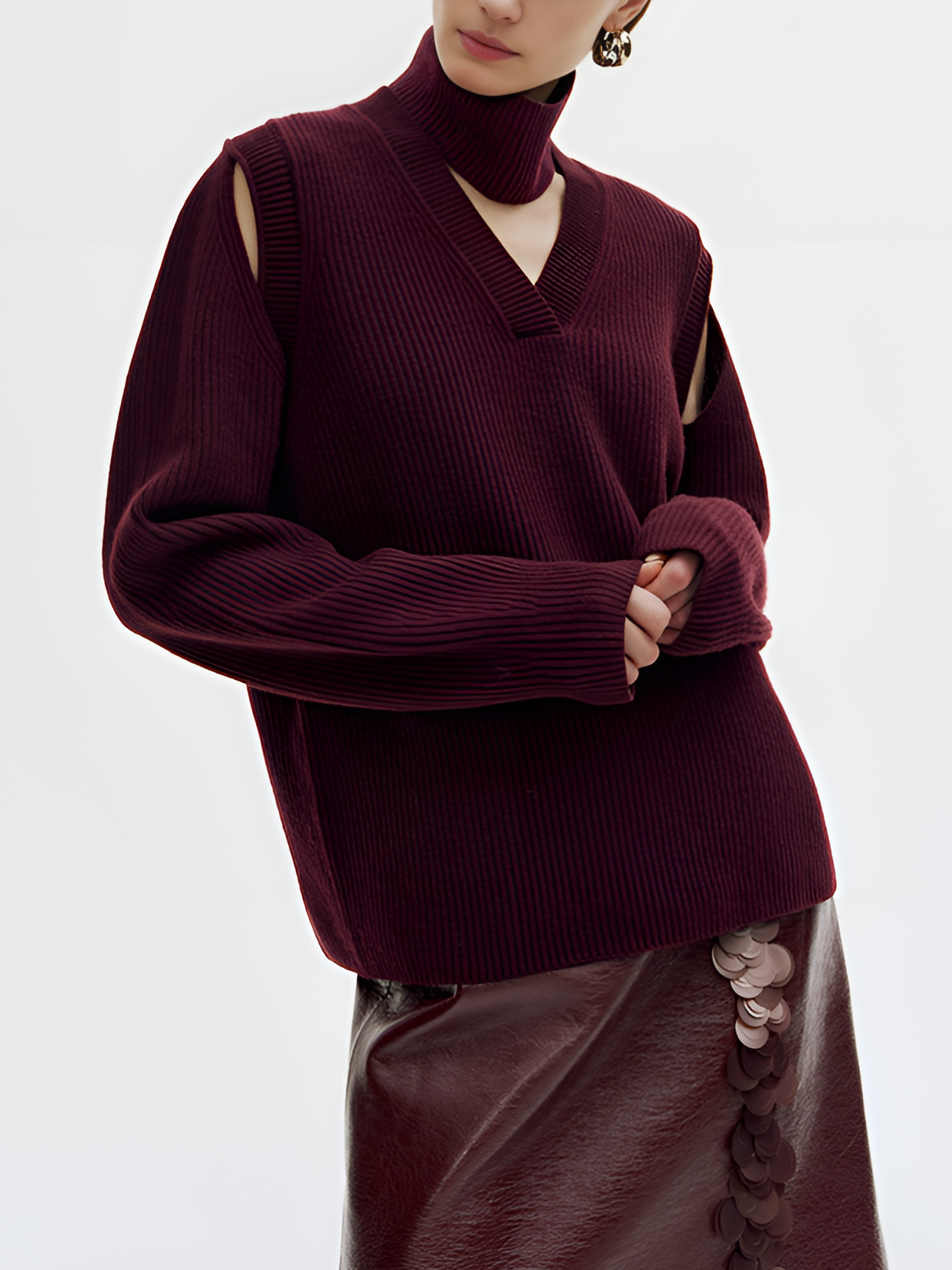 Charmanter Strickpullover | Wolle-Nylon Cutout Pullover