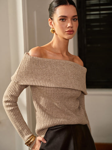 Clara | Eleganter schulterfreier Pullover aus Wollmischung