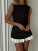 Clara | Zweifarbiges, ärmelloses Faltenkleid