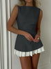 Clara | Zweifarbiges, ärmelloses Faltenkleid