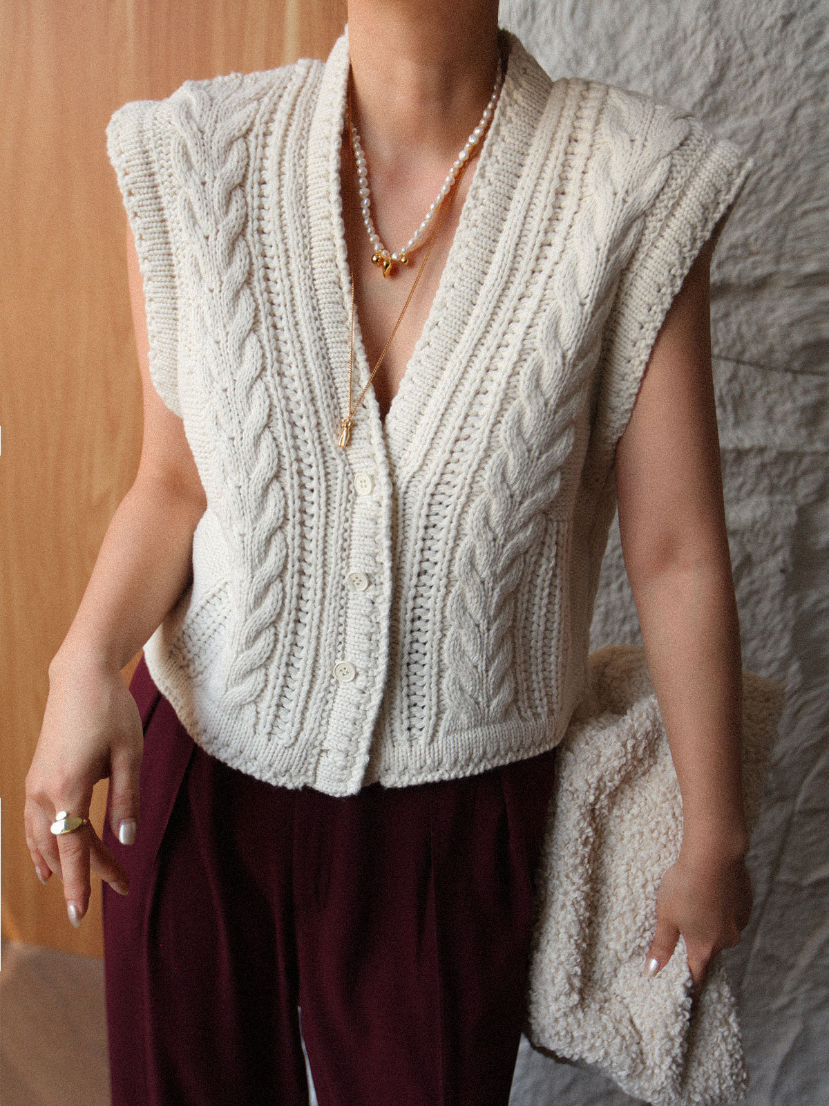 Lukas | Chunky Gestrickter V-Ausschnitt-Knopf-Cardigan