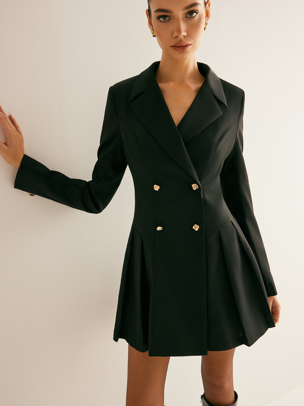 Anna | Faltenwurf Blazer-Kleid mit Schulterpolstern