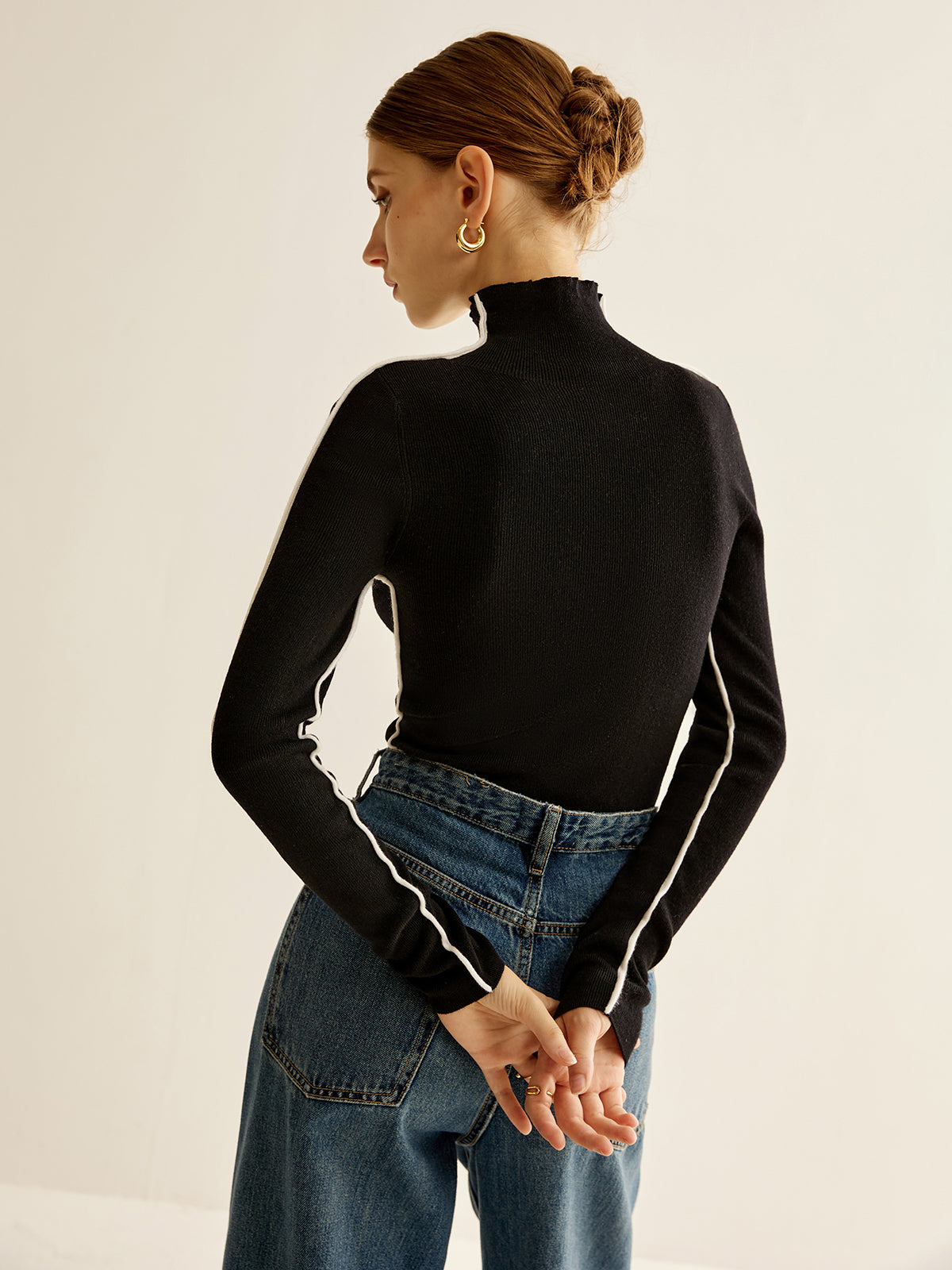 Leonie | Stilvoller Woll-Mix Pullover mit Stehkragen