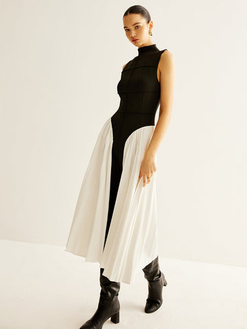 Anna | Ärmelloses Faltenkleid im Colorblock-Stil