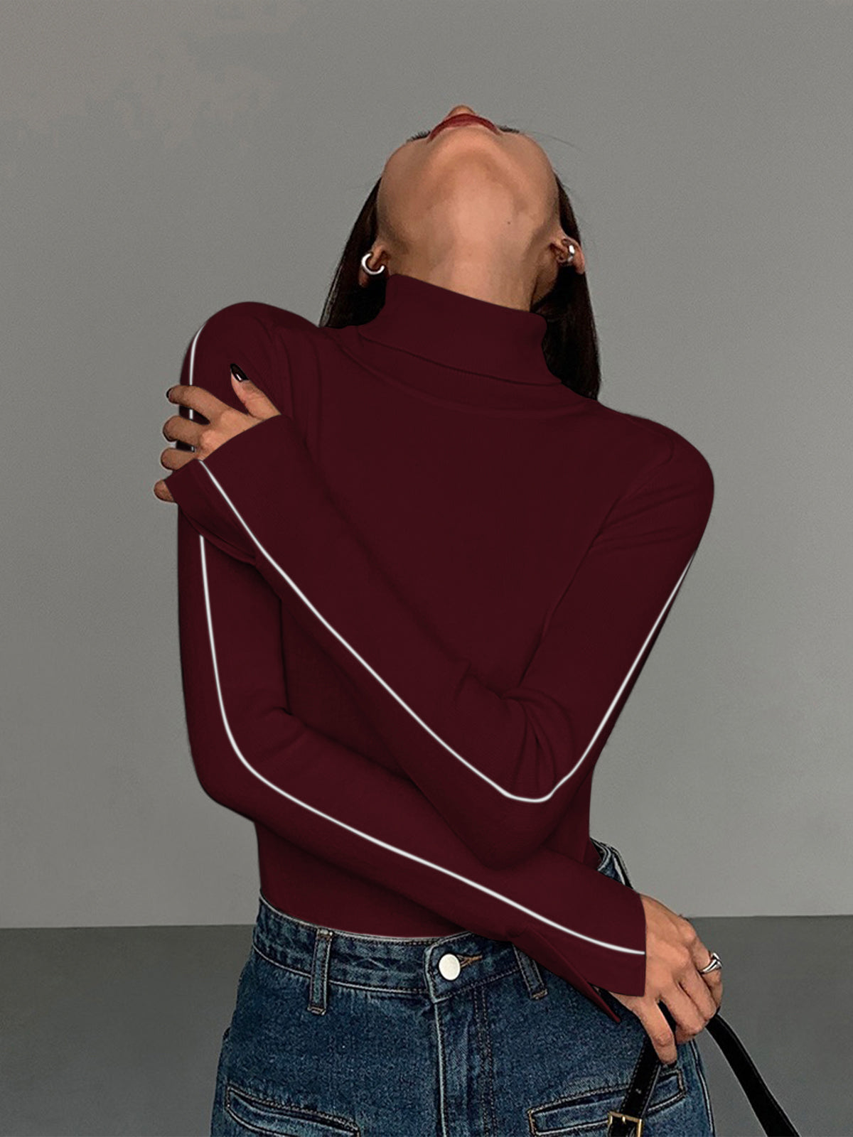 Tim | Eleganter Turtleneck-Pullover mit Kontrast-Bindungen