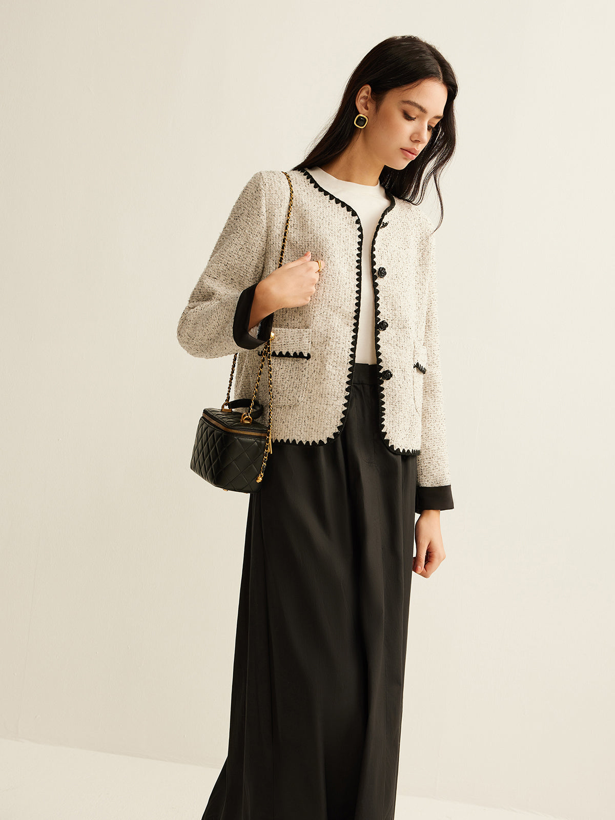 Marie | Elegante Tweed-Jacke mit besticktem Saum