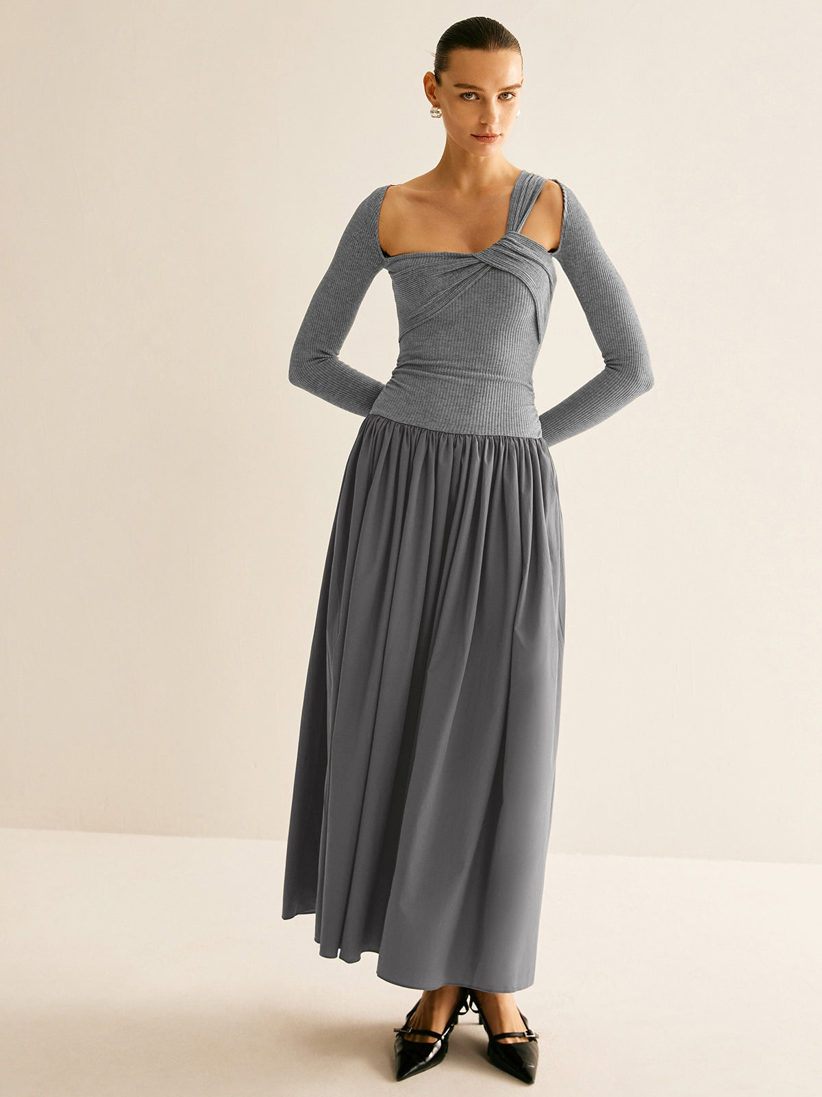 Laura | Asymmetrisches Chic Faltenkleid