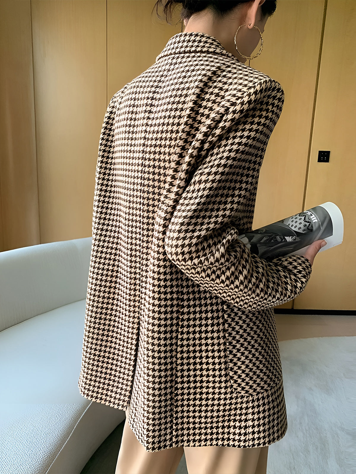 Clara | Houndstooth Blazer mit Gürtel