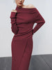 Clara | Asymmetrisches Karamell-Strick-Top mit langen Ärmeln