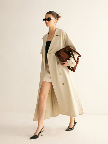 Clara | Eleganter Plissierter Trenchcoat mit Gürtel