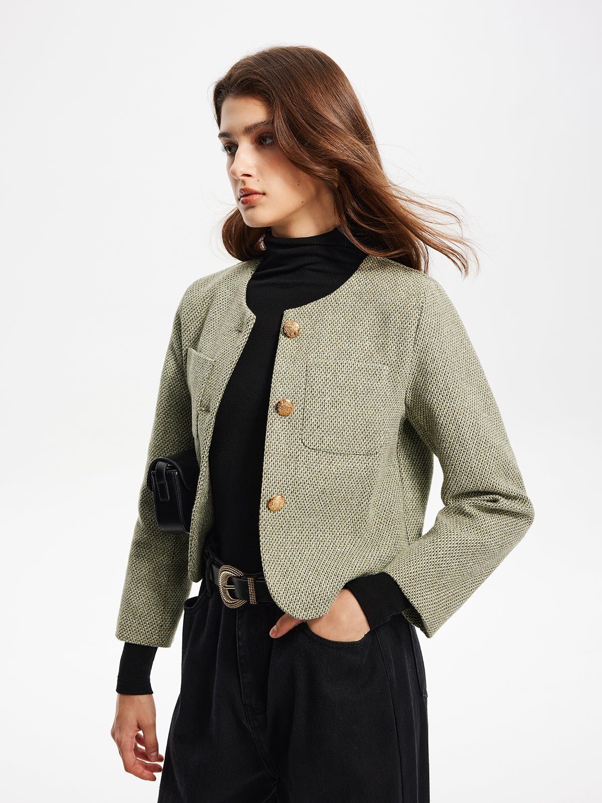 Clara | Elegante Tweedjacke mit Taschen