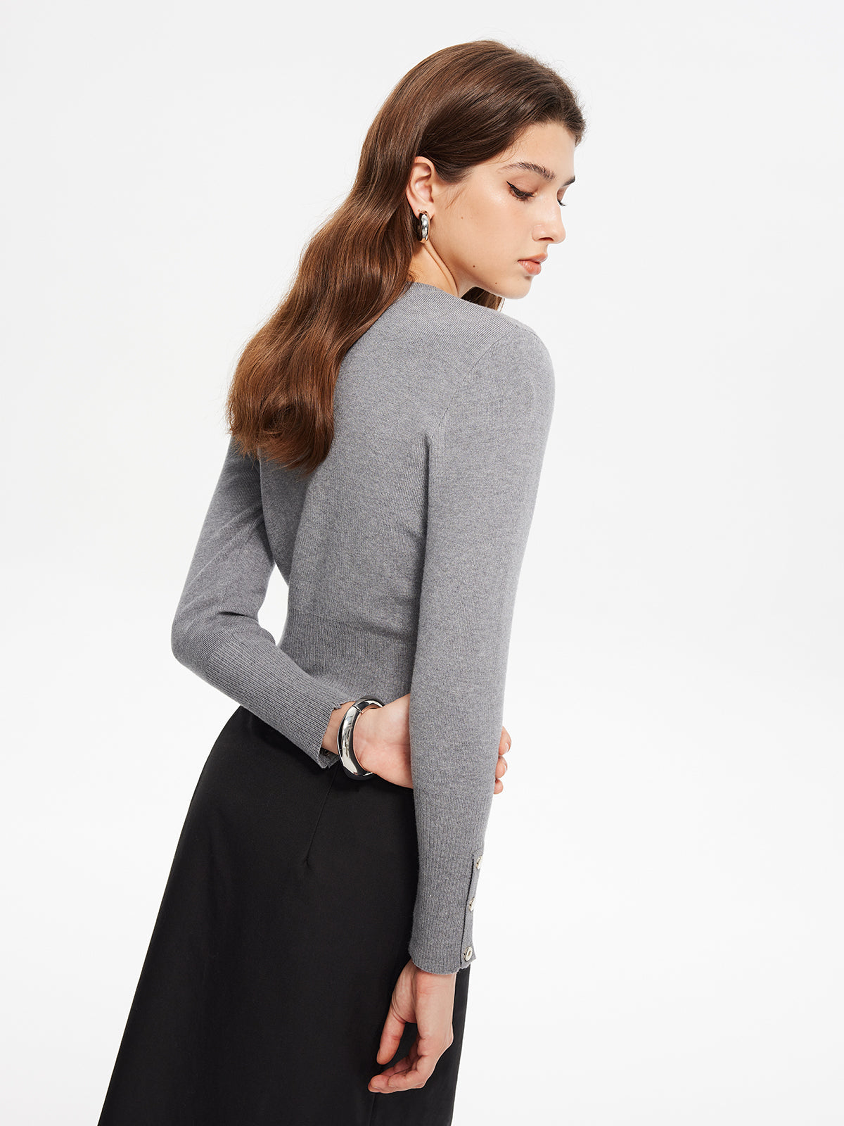 Sophie | Cooler seitlich geknöpfter Crop-Pullover