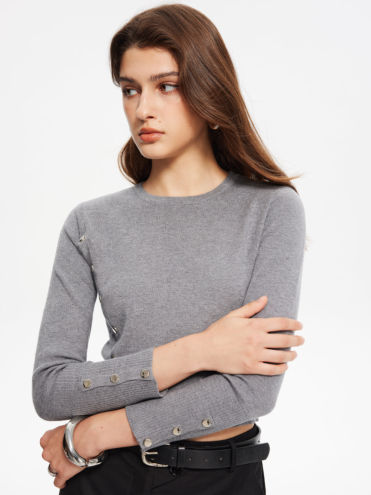 Sophie | Cooler seitlich geknöpfter Crop-Pullover