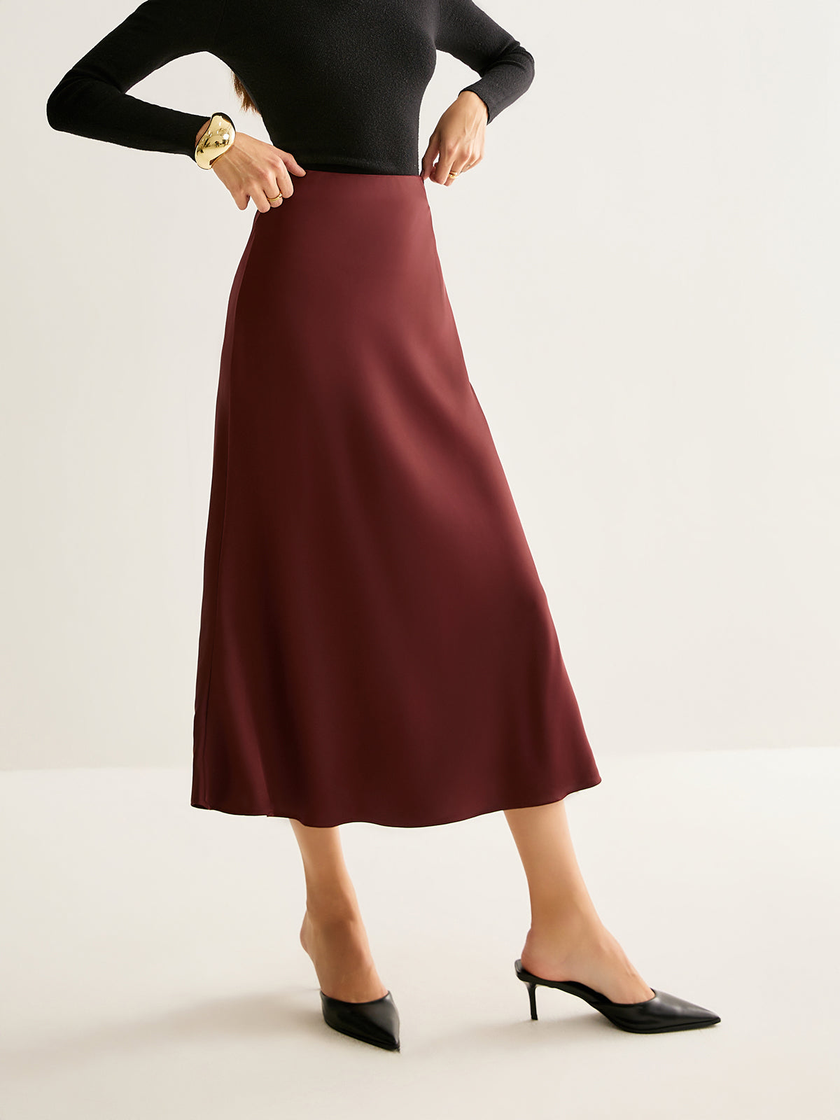 Emilia | Eleganter Satin Midi Rock