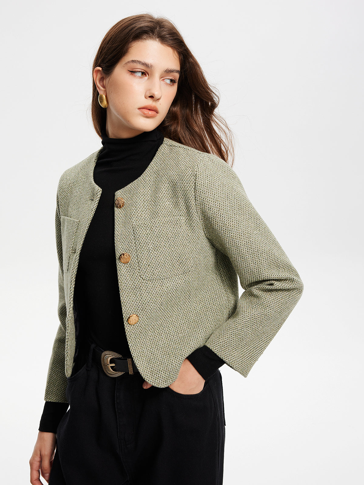 Clara | Elegante Tweedjacke mit Taschen