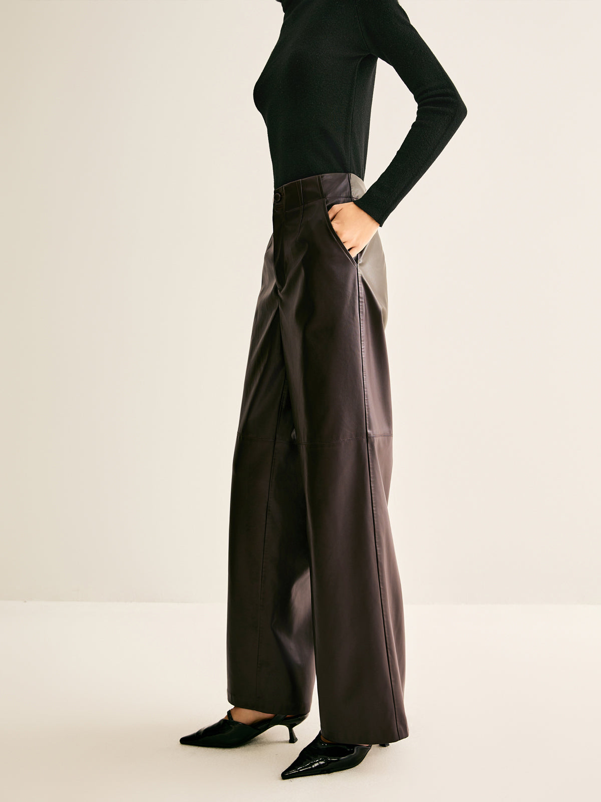 Lisa | Elegante Kunstleder-Hosen mit mittlerer Taille