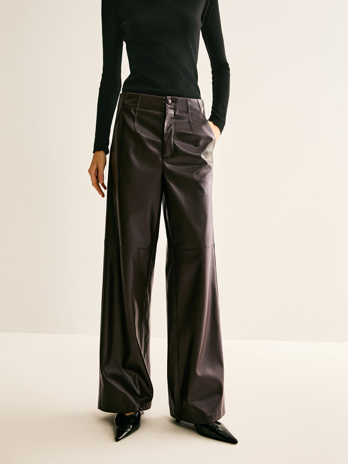 Lisa | Elegante Kunstleder-Hosen mit mittlerer Taille