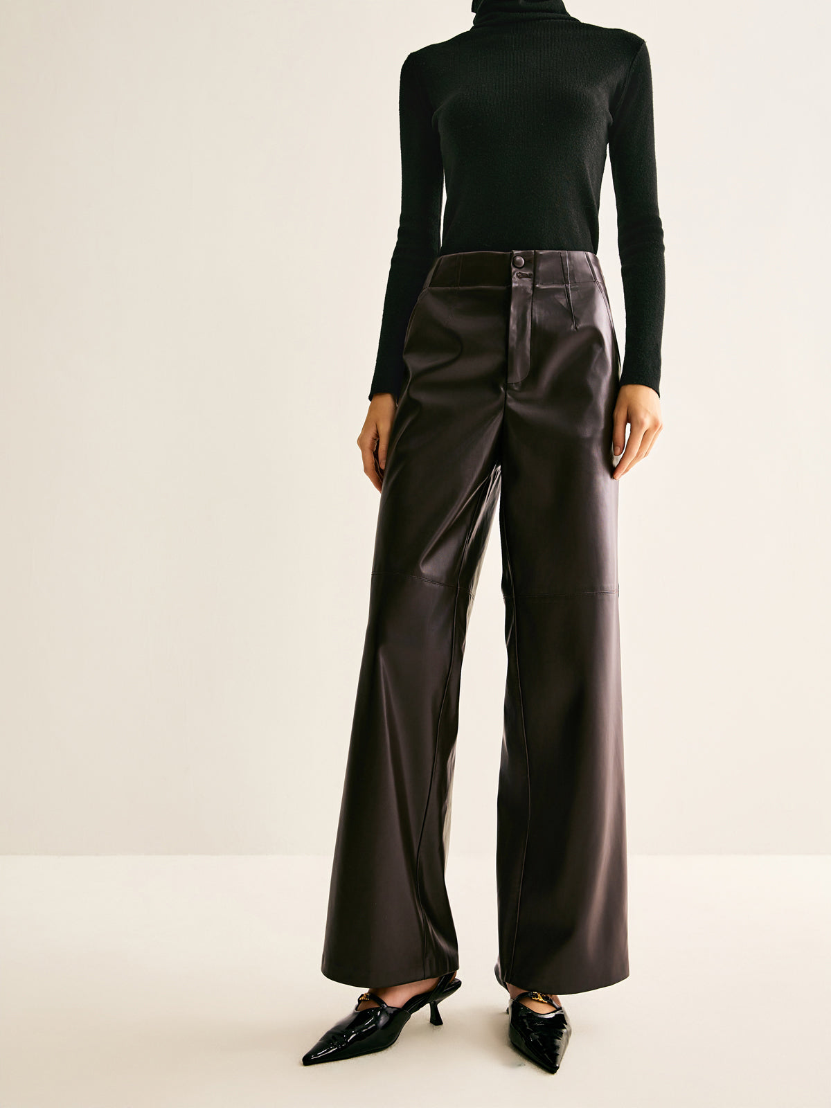 Lisa | Elegante Kunstleder-Hosen mit mittlerer Taille