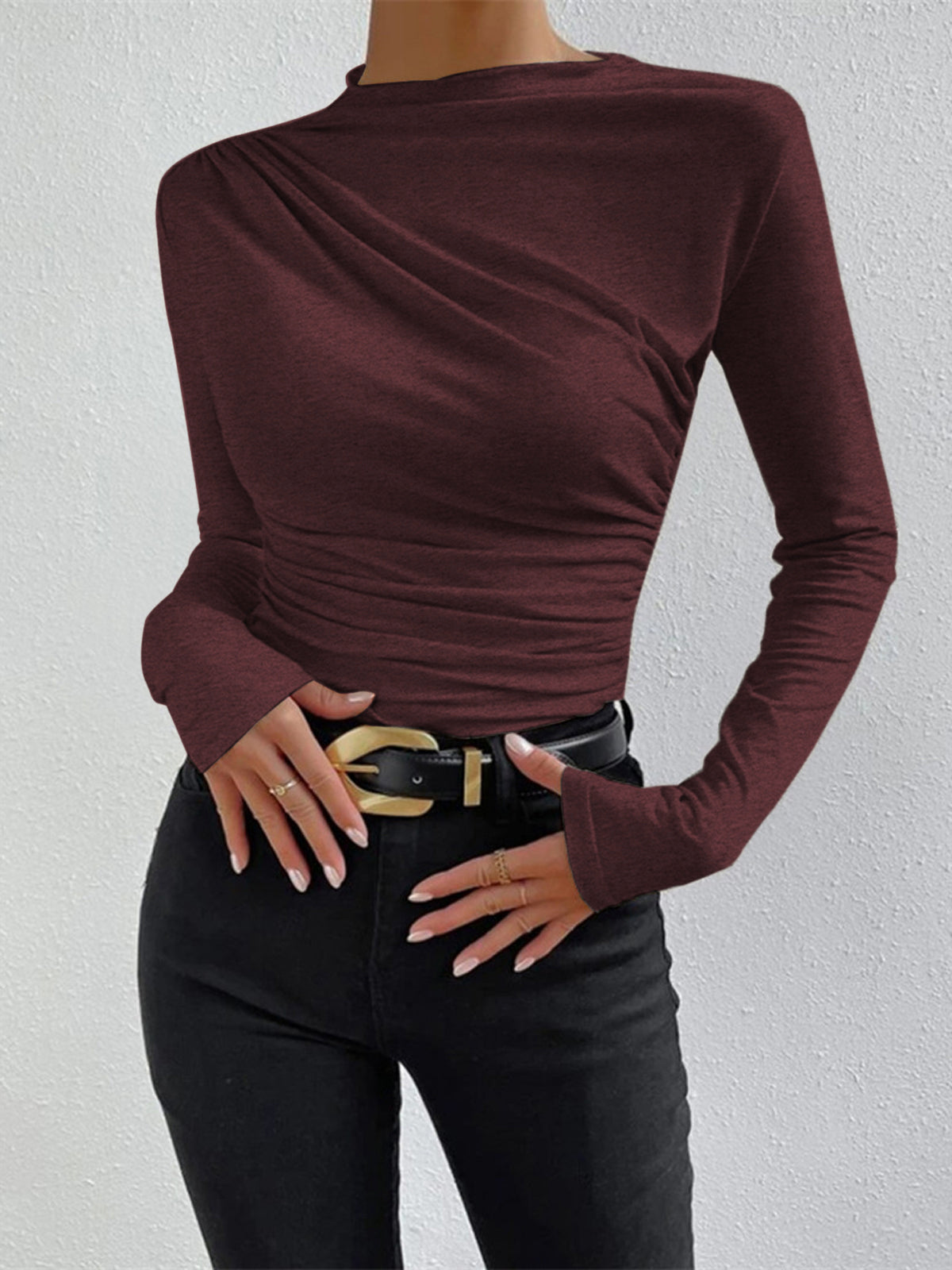 Lukas | Elegantes Ruching Langarmshirt