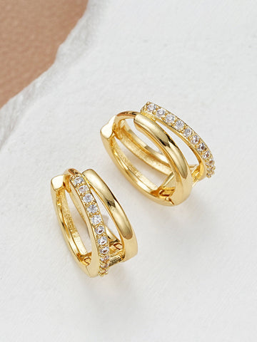 Clara | Doppelte Strass-Ohrringe