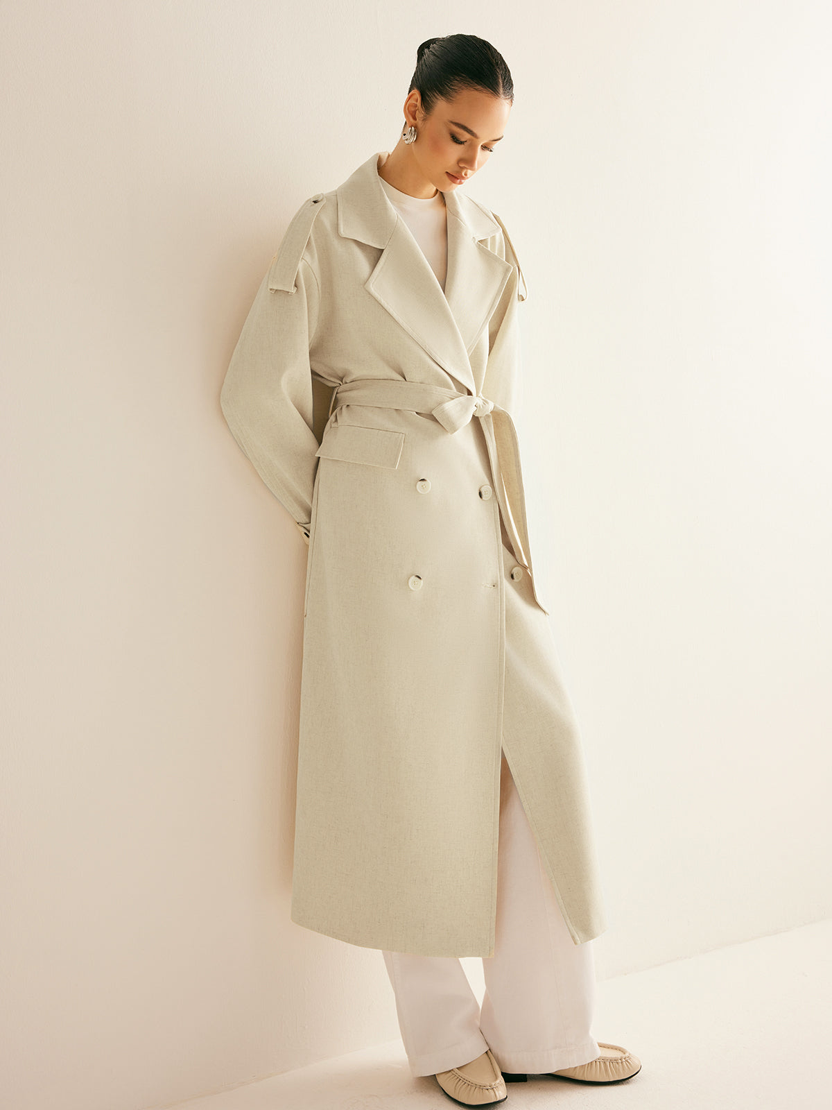 Clara | Eleganter Trenchcoat mit Gürtel und Taschen