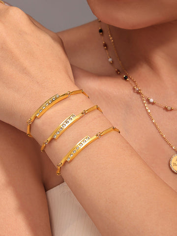 Anton | Elegantes Strass Armband aus Titanstahl