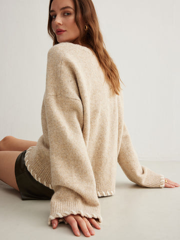 Max | Eleganter Wollmischpullover mit besticktem Saum