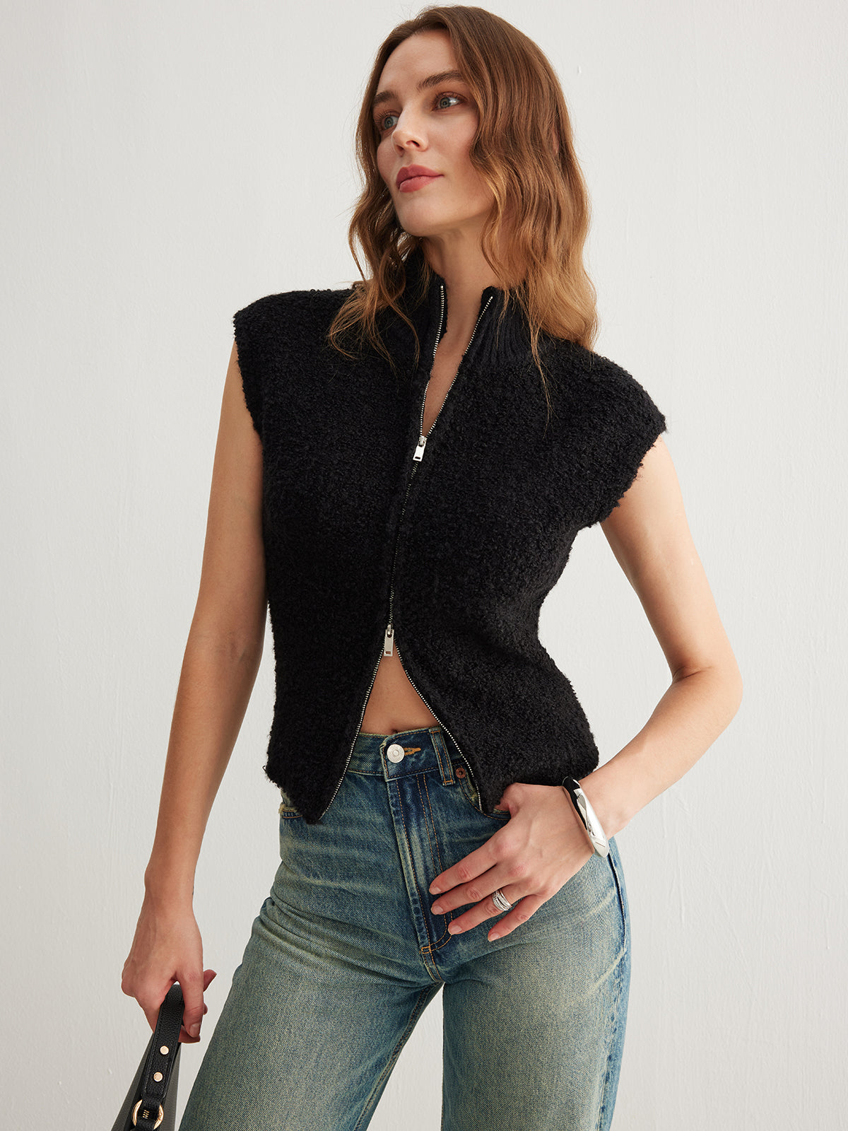 Leonie | Kuscheliger Minky Cardigan mit Zwei-Wege-Reißverschluss