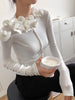 Clara | Florale Bestickte Piping-Bluse