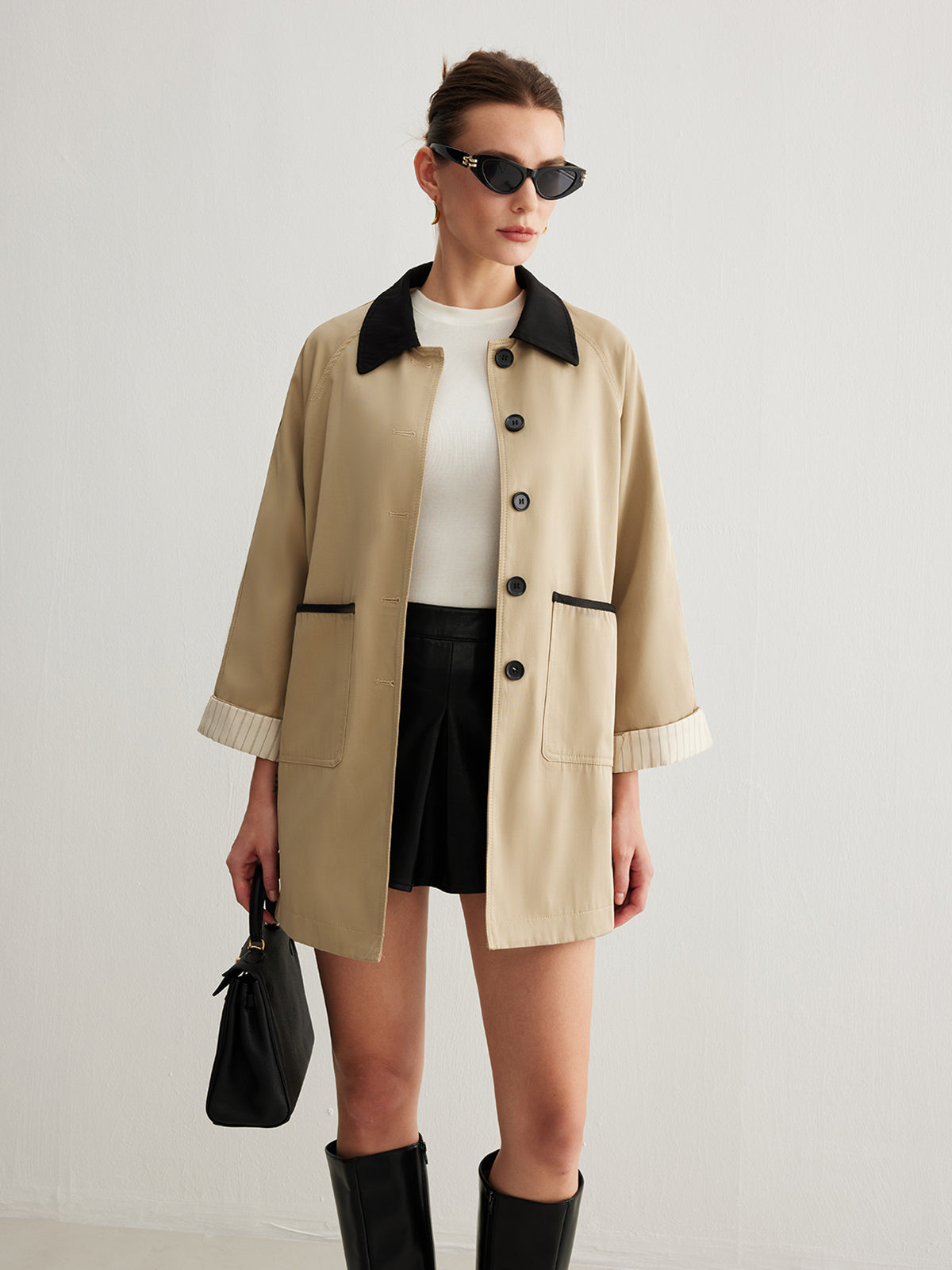 Clara | Freizeit-Trenchcoat im Farbblock-Design