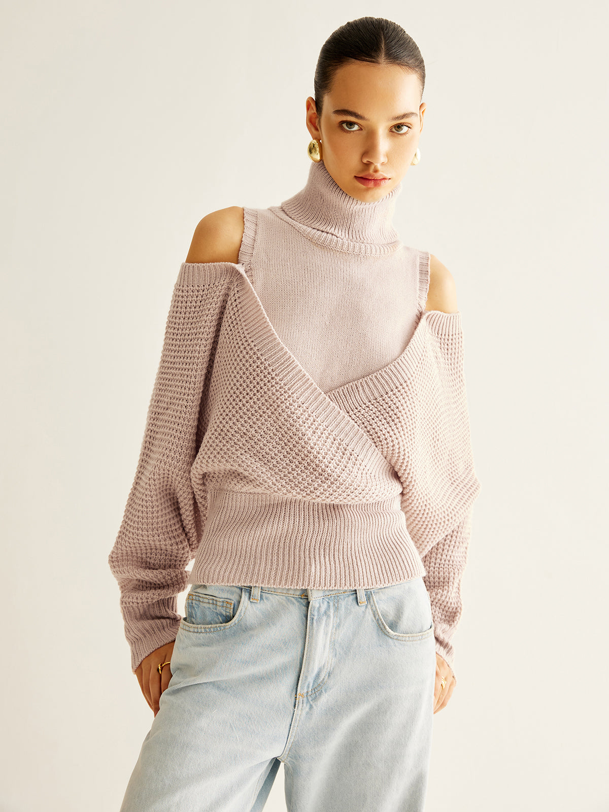 Lara | Eleganter Wolle-Baumwoll-Pullover mit Cold Shoulder Design