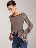 Laura | Gestreiftes Stricktop mit Rüschensleeves
