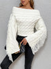 Beheme | Eleganter Off-Shoulder Pullover mit Quasten