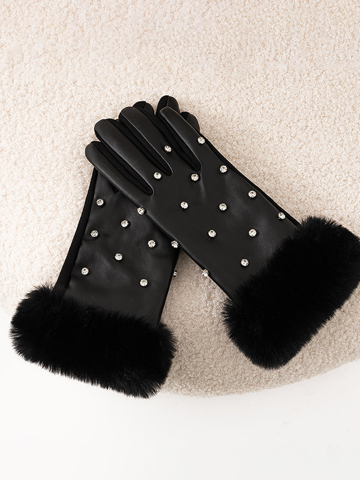 Lisa | Glamouröse Fleecehandschuhe mit Strass
