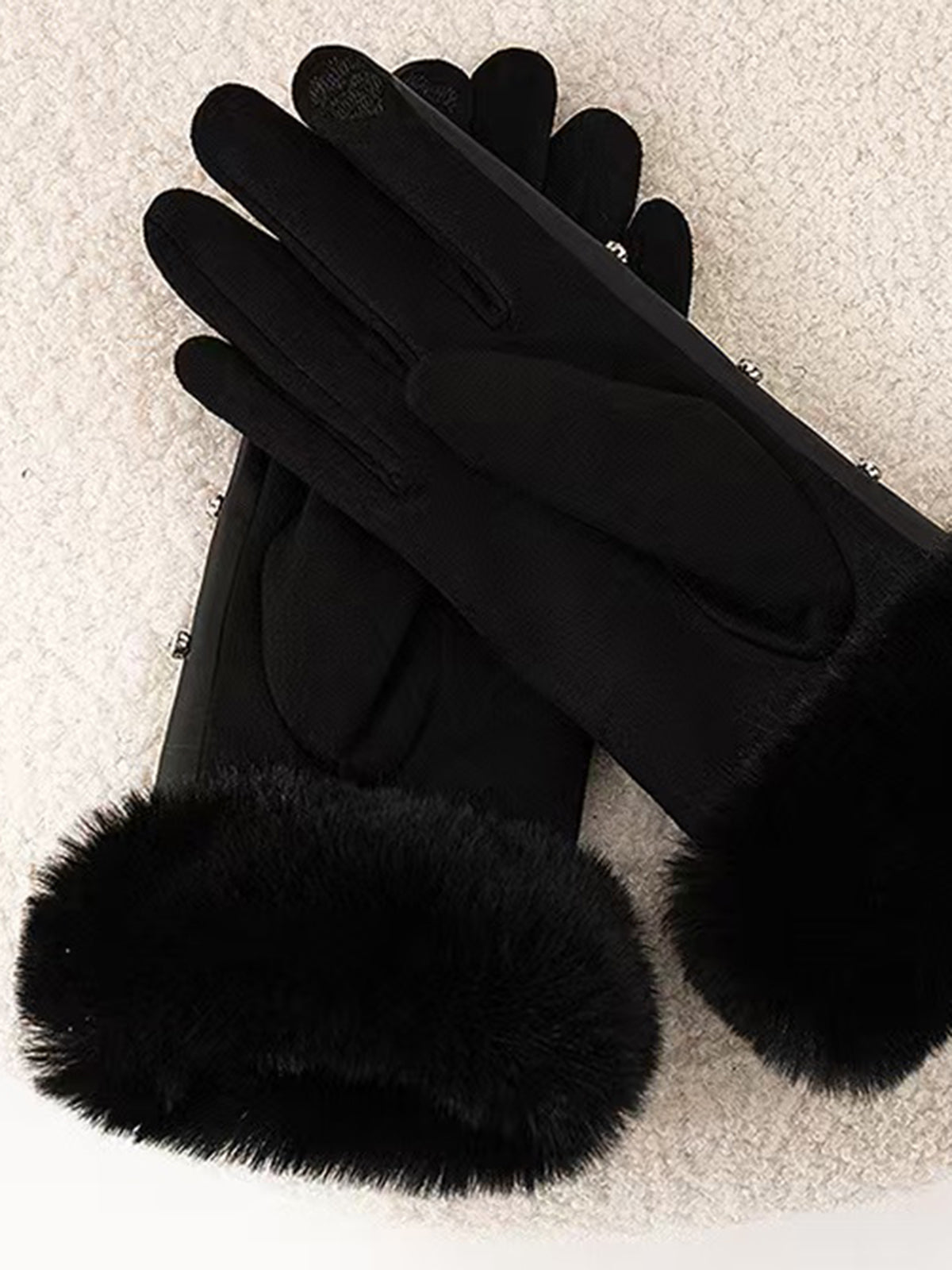 Lisa | Glamouröse Fleecehandschuhe mit Strass