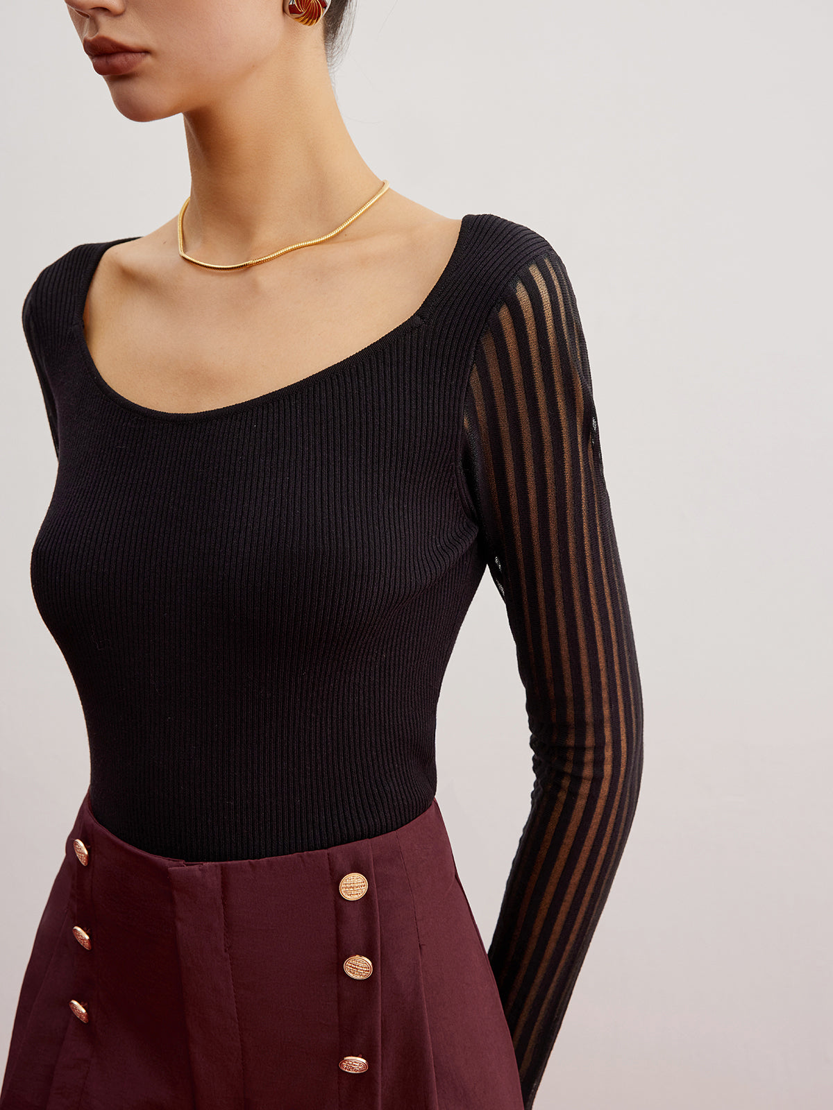 Clara | Eleganter Pullover mit transparenten Ärmeln