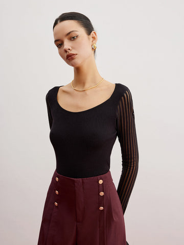 Clara | Eleganter Pullover mit transparenten Ärmeln