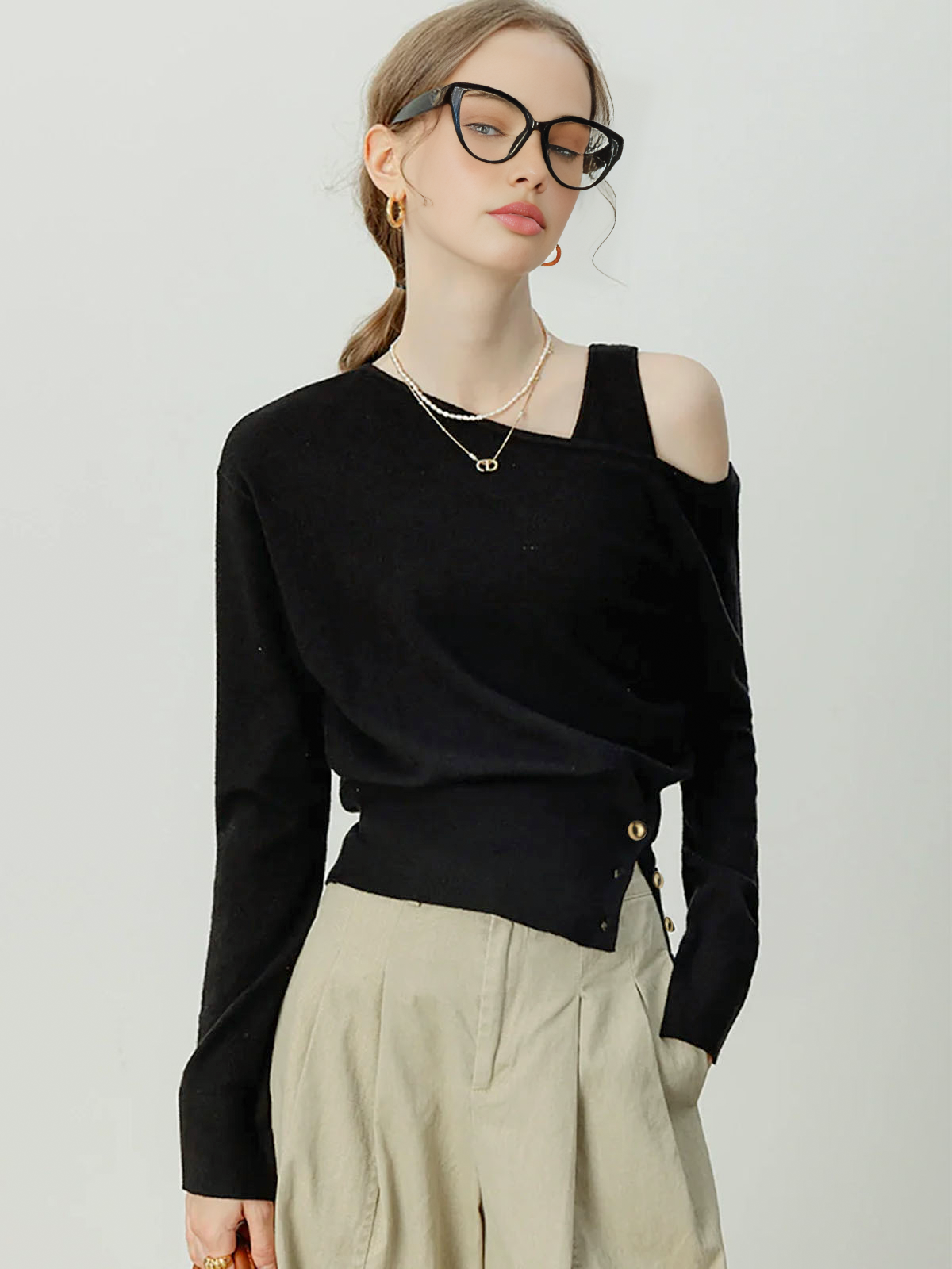 Leonie | Asymmetrischer Cold Shoulder Sweater Co-ords