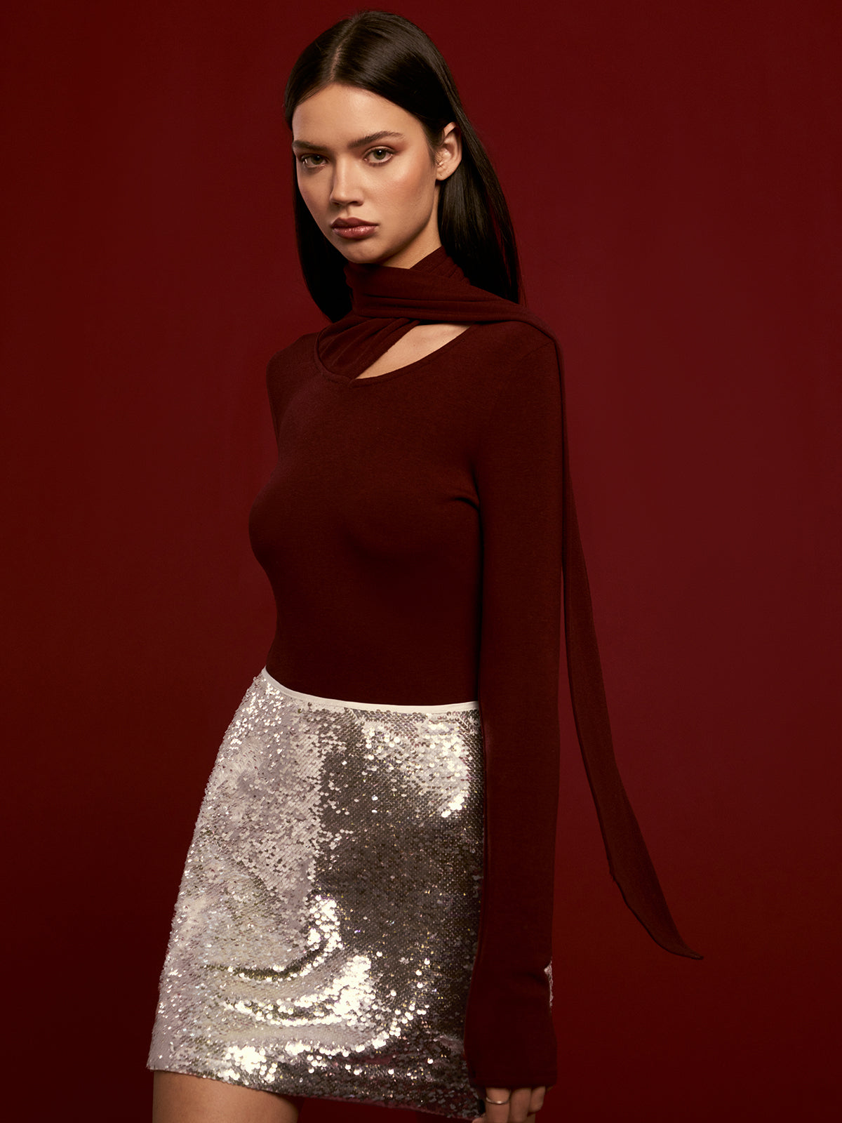 Laura | Minimalistisches Jersey-Top mit Schal