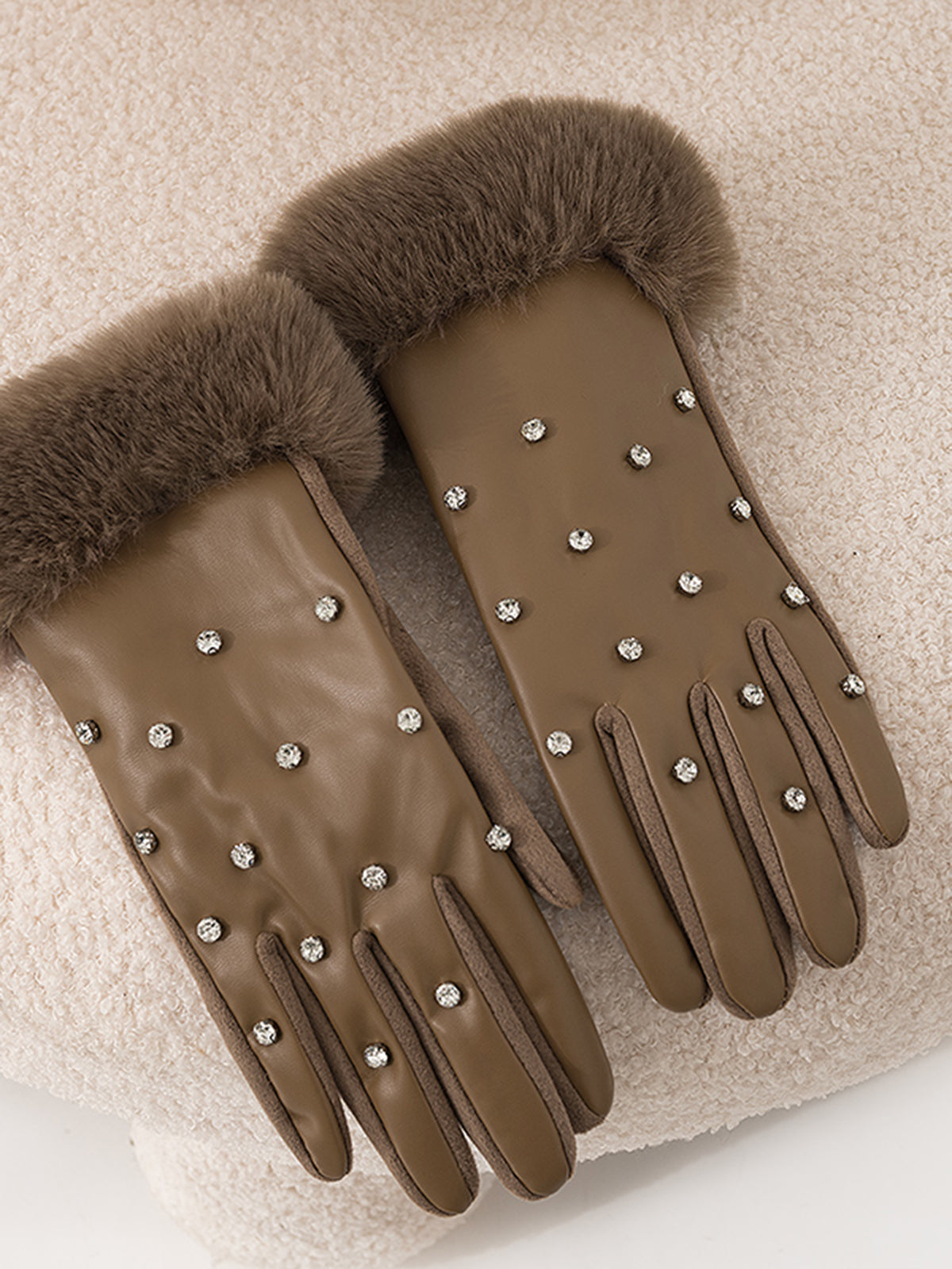 Lisa | Glamouröse Fleecehandschuhe mit Strass