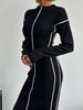 Lena | Elegantes Strickkleid mit Kontrast-Bindung