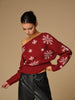 Emilia | Asymmetrisches Stricktop mit Schnee-Flocken-Muster